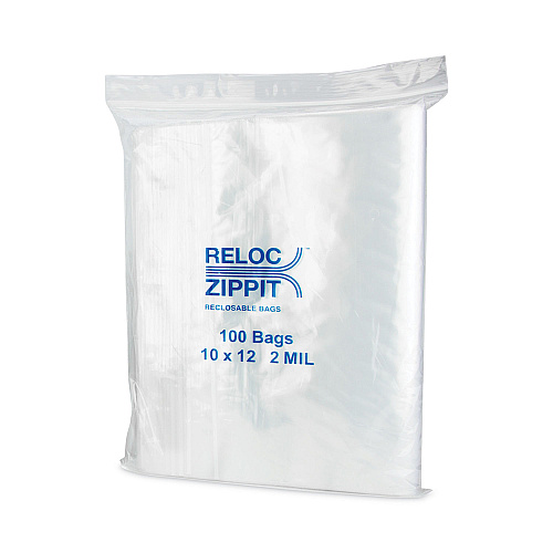 BagCo Zippit Resealable Bags, 2 mil, 10 x 12, Clear, 100 Bags/Pack, 10 Packs/Carton (MGZ2P1012)