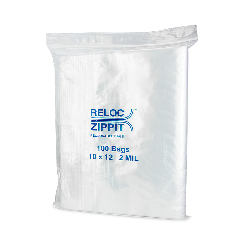BagCo Zippit Resealable Bags, 2 mil, 10 x 12, Clear, 100 Bags/Pack, 10 Packs/Carton (MGZ2P1012)