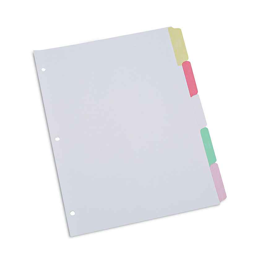 Universal Deluxe Write-On/Erasable Tab Index, 5-Tab, 11 x 8.5, White, 1 Set (UNV20816)