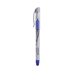 Universal Gel Pen, Stick, Medium 0.7 mm, Blue Ink, Silver/Blue Barrel, Dozen (UNV39621)
