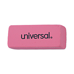 Universal Bevel Block Erasers, For Pencil Marks, Rectangular Block, Small, Pink, 20/Pack (UNV55120)