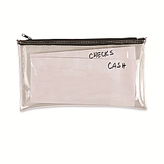 Universal Zippered Wallets/Cases, Leatherette PU, 11 x 6, Clear/Black, 2/Pack (UNV69026)