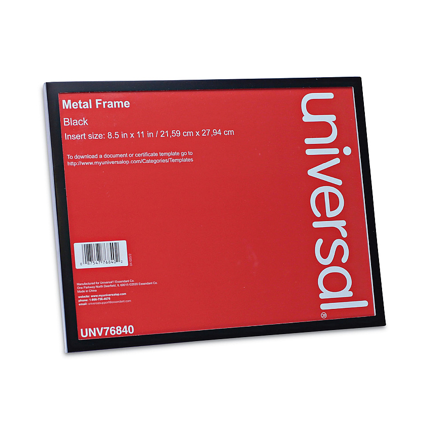 Universal Metal Photo Frame, Aluminum, 8.5 x 11, Black (UNV76840)