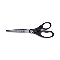 Universal Stainless Steel Office Scissors, Pointed Tip, 7" Long, 3" Cut Length, Black Straight Handle (UNV92008)