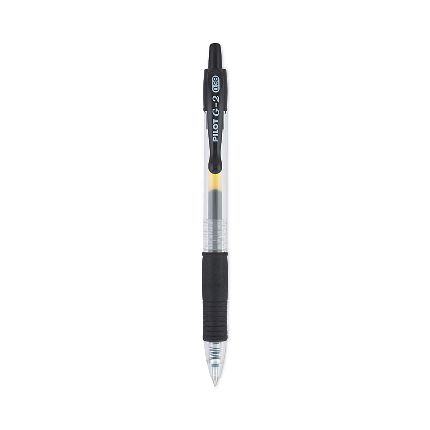 Pilot G2 Premium Gel Pen Convenience Pack, Retractable, Extra-Fine 0.38 mm, Black Ink, Clear/Black Barrel, Dozen (31277)