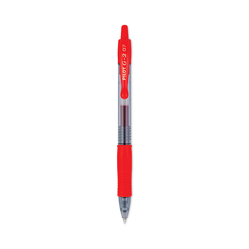 Pilot G2 Premium Gel Pen, Retractable, Fine 0.7 mm, Red Ink, Smoke Barrel, Dozen (31022)