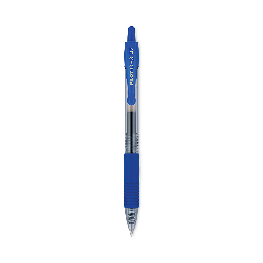 Pilot G2 Premium Gel Pen, Retractable, Fine 0.7 mm, Blue Ink, Smoke Barrel, 12/Pack (31021)