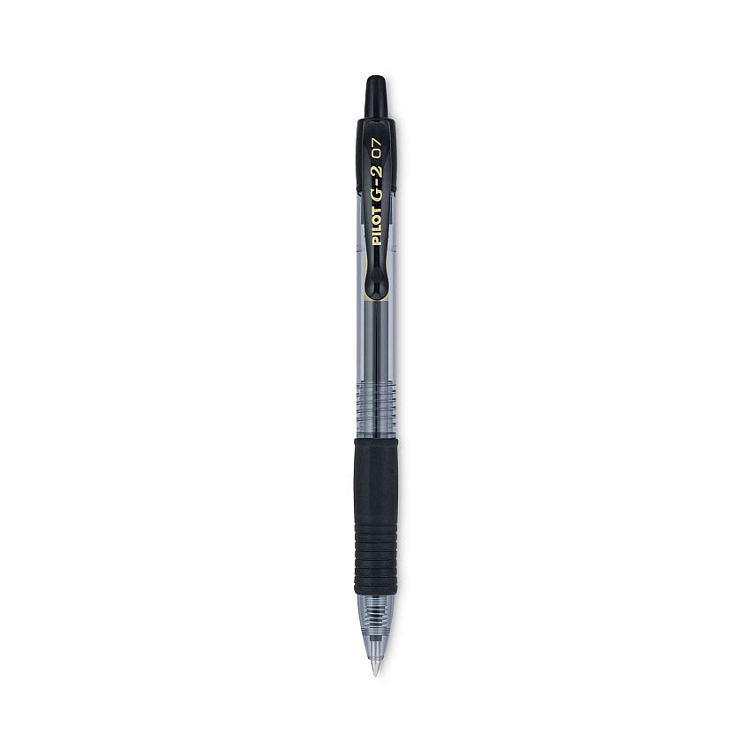 Pilot G2 Premium Gel Pen, Retractable, Fine 0.7 mm, Black Ink, Smoke Barrel, Dozen (31020)