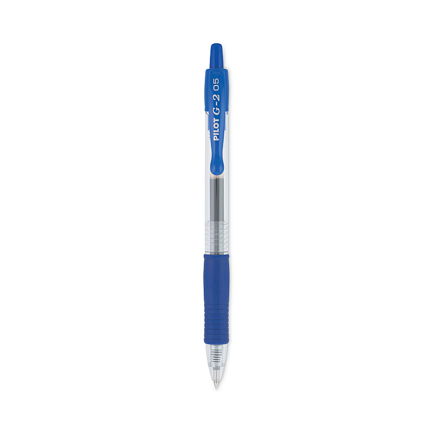 Pilot G2 Premium Gel Pen, Retractable, Extra-Fine 0.5 mm, Blue Ink, Smoke Barrel, Dozen (31003)