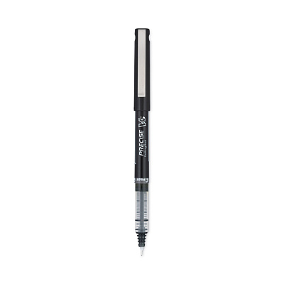 Pilot Precise V5 Roller Ball Pen, Stick, Extra-Fine 0.5 mm, Black Ink, Black Barrel, Dozen (35334)