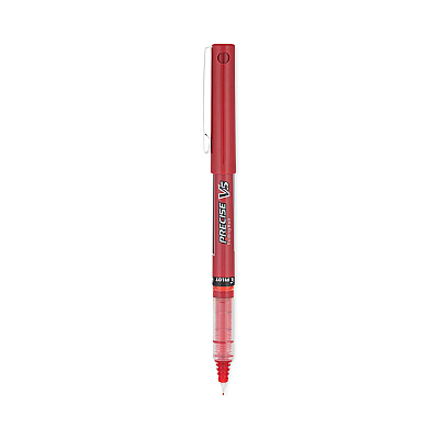 Pilot Precise V5 Roller Ball Pen, Stick, Extra-Fine 0.5 mm, Red Ink, Red Barrel, Dozen (35336)