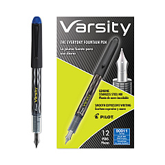 Pilot Varsity Fountain Pen, Medium 1 mm, Blue Ink, Gray Pattern Wrap (90011)