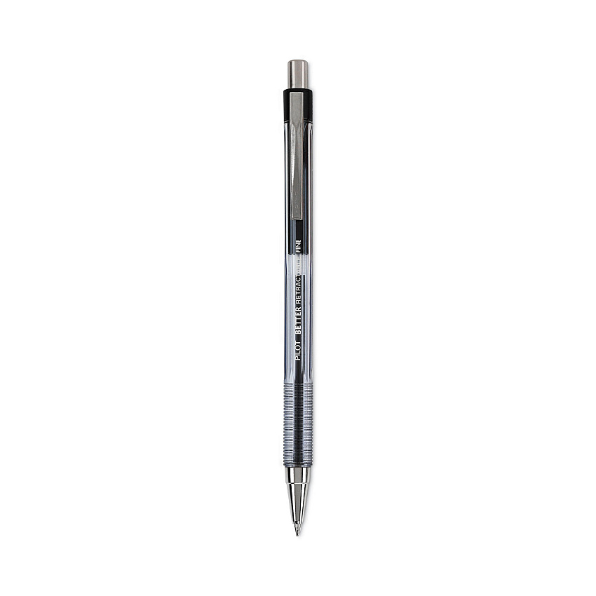 Pilot Better Ballpoint Pen, Retractable, Fine 0.7 mm, Black Ink, Smoke Barrel, Dozen (30000)