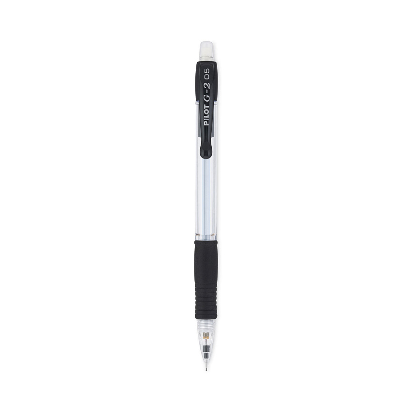 Pilot G2 Mechanical Pencil, 0.5 mm, HB (#2.5), Black Lead, Clear/Black Accents Barrel, Dozen (51014)