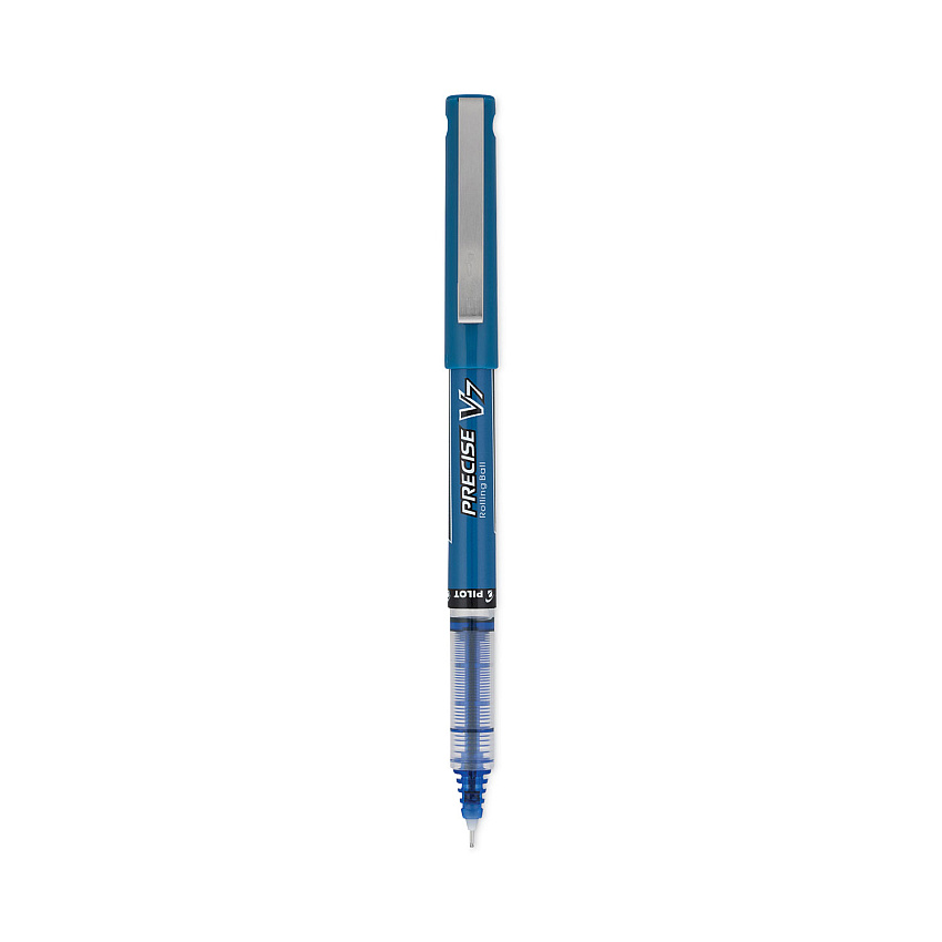 Pilot Precise V7 Roller Ball Pen, Stick, Fine 0.7 mm, Blue Ink, Blue Barrel, Dozen (35349)