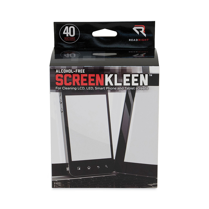 Read Right ScreenKleen Alcohol-Free Wet Wipes, Cloth, 5 x 5, 40/Box (RR1391)