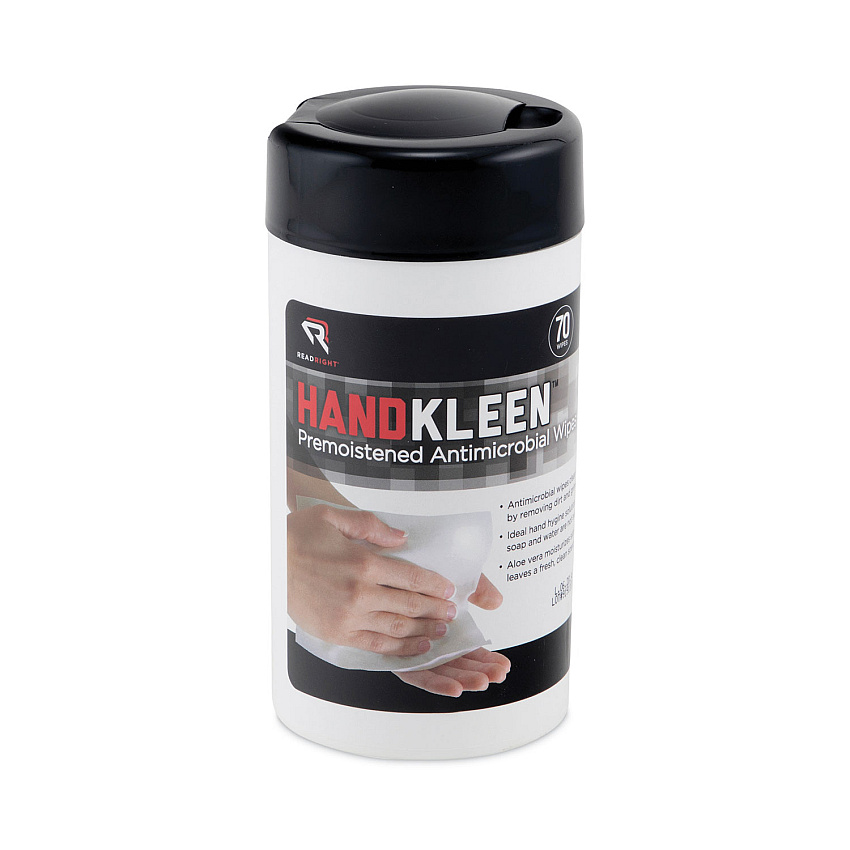 Read Right HandKleen Premoistened Antibacterial Wipes, Cloth, 5.5 x 6.5, 70/Tub (RR1460)