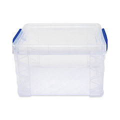 Advantus Super Stacker Lift-Off Lid Storage Tote, 7.25" x 10.88" x 6.38", Transparent/Blue (39230)