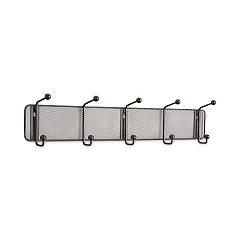 Safco Onyx Mesh Wall Racks, 5 Hook, 26.75w x 3d x 5.5h, Steel/Black (6403BL)