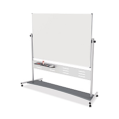MasterVision Magnetic Reversible Mobile Easel, Horizontal Orientation, 70.8" x 47.2" Board, 80" Tall Easel, White/Silver (QR5507)