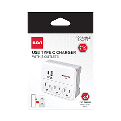 RCA 3-Outlet Wall Tap, White (PSWT334ACAV)