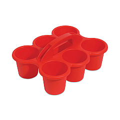 deflecto Little Artist Antimicrobial Six-Cup Caddy, Red (39509RED)