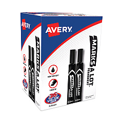 Avery MARKS A LOT Large Desk-Style Permanent Marker Value Pack, Broad Chisel Tip, Black, 36/Pack (98206)