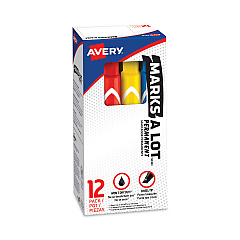 Avery MARKS A LOT Large Desk-Style Permanent Marker, Broad Chisel Tip, Assorted Colors, 12/Set (24800)