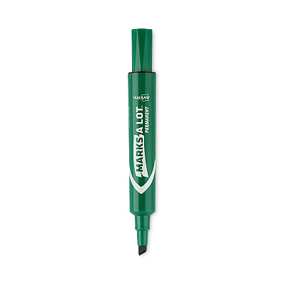 Avery MARKS A LOT Regular Desk-Style Permanent Marker, Broad Chisel Tip, Green, Dozen (7885) (07885)