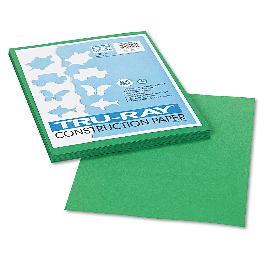 Pacon Tru-Ray Construction Paper, 76lb, 9 x 12, Holiday Green, 50/Pack (102960)