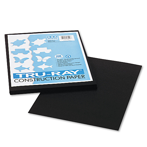 Pacon Tru-Ray Construction Paper, 76lb, 9 x 12, Black, 50/Pack (103029)