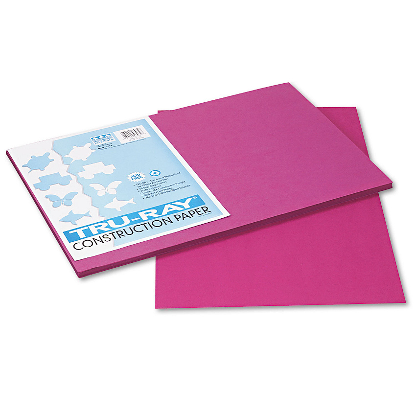 Pacon Tru-Ray Construction Paper, 76lb, 12 x 18, Magenta, 50/Pack (103032)