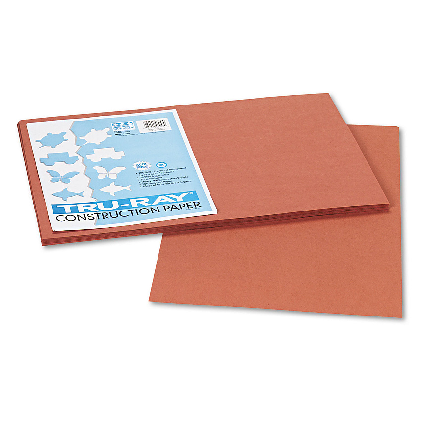 Pacon Tru-Ray Construction Paper, 76lb, 12 x 18, Warm Brown, 50/Pack (103057)