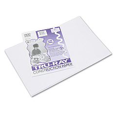Pacon Tru-Ray Construction Paper, 76lb, 12 x 18, White, 50/Pack (103058)