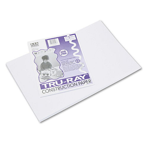 Pacon Tru-Ray Construction Paper, 76lb, 12 x 18, White, 50/Pack (103058)