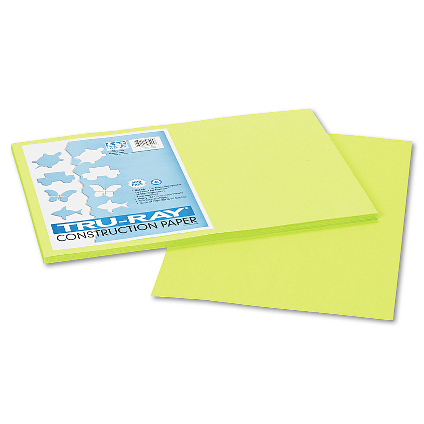 Pacon Tru-Ray Construction Paper, 76lb, 12 x 18, Brilliant Lime, 50/Pack (103425)
