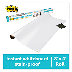 Post-it Dry Erase Surface with Adhesive Backing, 96" x 48", White (DEF8X4)