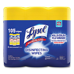 LYSOL Brand Disinfecting Wipes, 7 x 7.25, Lemon and Lime Blossom, 35 Wipes/Canister, 3 Canisters/Pack (82159PK)