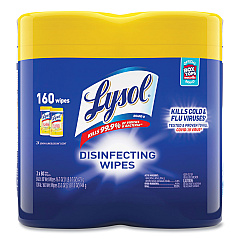 LYSOL Brand Disinfecting Wipes, 7 x 7.25, Lemon and Lime Blossom, 80 Wipes/Canister, 2 Canisters/Pack (80296PK)