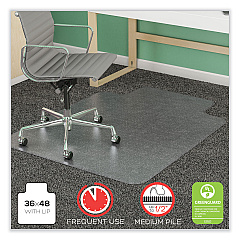 deflecto SuperMat Frequent Use Chair Mat, Med Pile Carpet, Roll, 36 x 48, Lipped, Clear (CM14113COM)