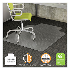 deflecto DuraMat Moderate Use Chair Mat, Low Pile Carpet, Roll, 36 x 48, Lipped, Clear (CM13113COM)