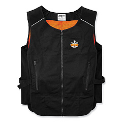 ergodyne Chill-Its 6260 Lightweight Phase Change Cooling Vest with Packs, Cotton/Polyester, Small/Medium, Black (12133)