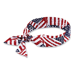 ergodyne Chill-Its 6700 Cooling Bandana Polymer Tie Headband, One Size Fits Most, Stars and Stripes (12303)