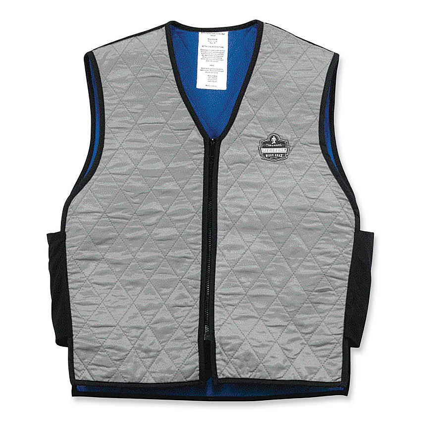 ergodyne Chill-Its 6665 Embedded Polymer Cooling Vest with Zipper, Nylon/Polymer, Medium, Gray (12543)