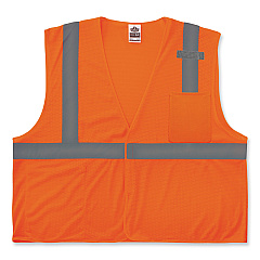 ergodyne GloWear 8210HL Class 2 Economy Mesh Hook and Loop Vest, Polyester, Large/X-Large, Orange (21015)