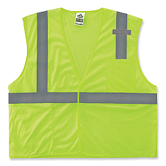 ergodyne GloWear 8210HL Class 2 Economy Mesh Hook and Loop Vest, Polyester, Small/Medium, Lime (21023)