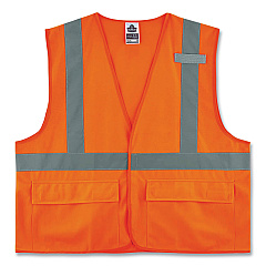 ergodyne GloWear 8225HL Class 2 Standard Solid Hook and Loop Vest, Polyester, Orange, Small/Medium (21173)