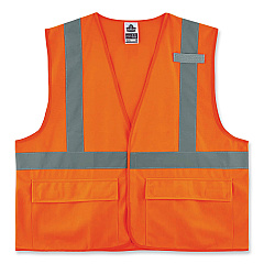 ergodyne GloWear 8225HL Class 2 Standard Solid Hook and Loop Vest, Polyester, Orange, Large/X-Large (21175)