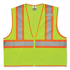 ergodyne GloWear 8229Z Class 2 Economy Two-Tone Zipper Vest, Polyester, Large/X-Large, Lime (21295)