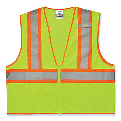 ergodyne GloWear 8229Z Class 2 Economy Two-Tone Zipper Vest, Polyester, 2X-Large/3X-Large, Lime (21297)